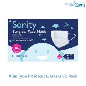 Sanity Kids Medical Face Mask White (Type IIR) — Pack of 50