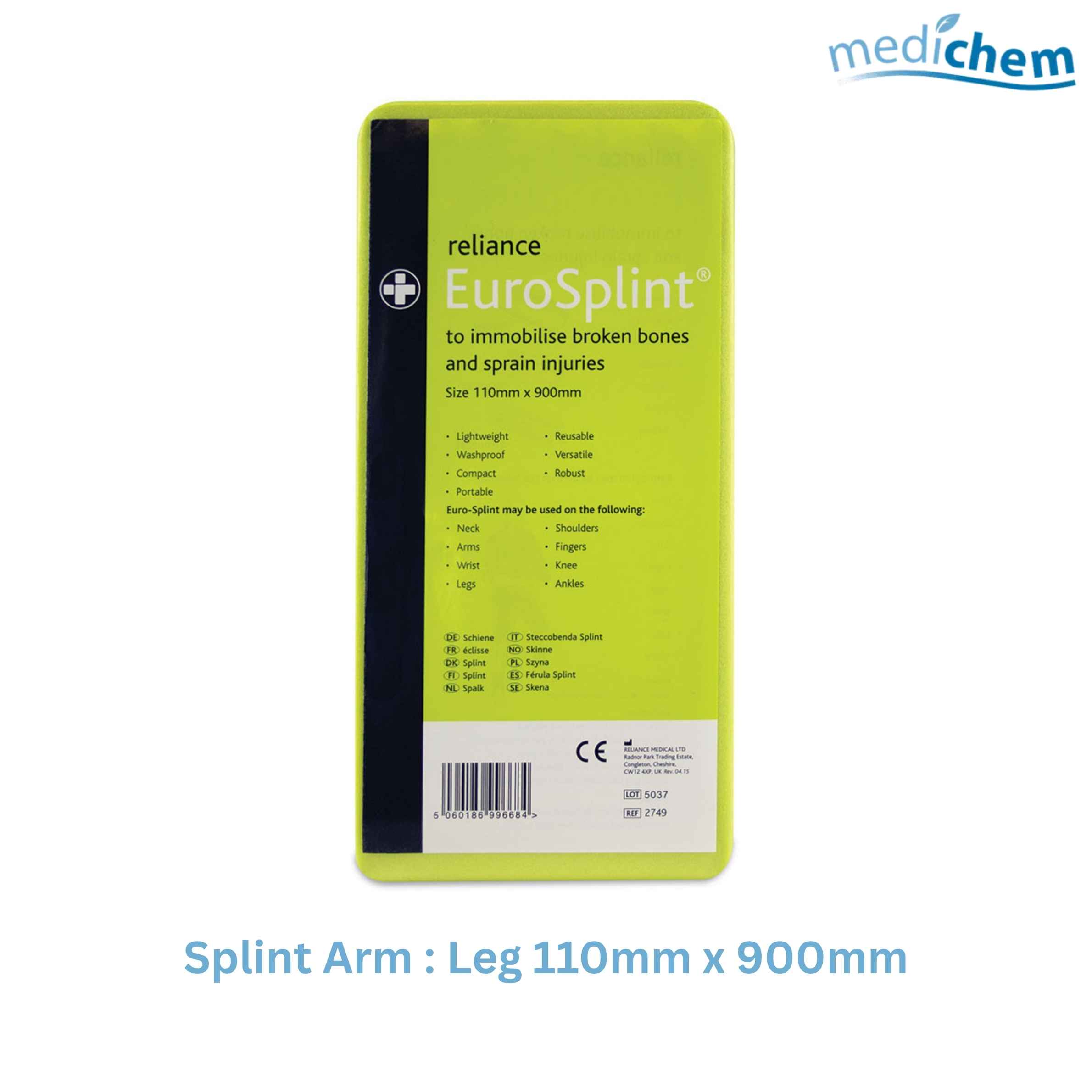 Reliance EuroSplint Arm & Leg Splint 110mm x 900mm