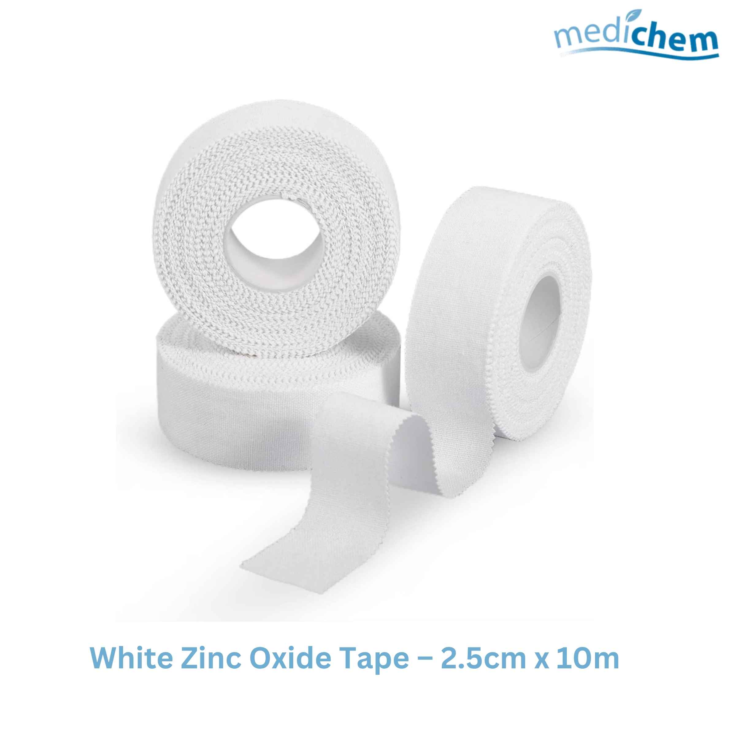 White Zinc Oxide Tape 2.5cm x 10m — Strong Rigid Athletic Strapping Tape
