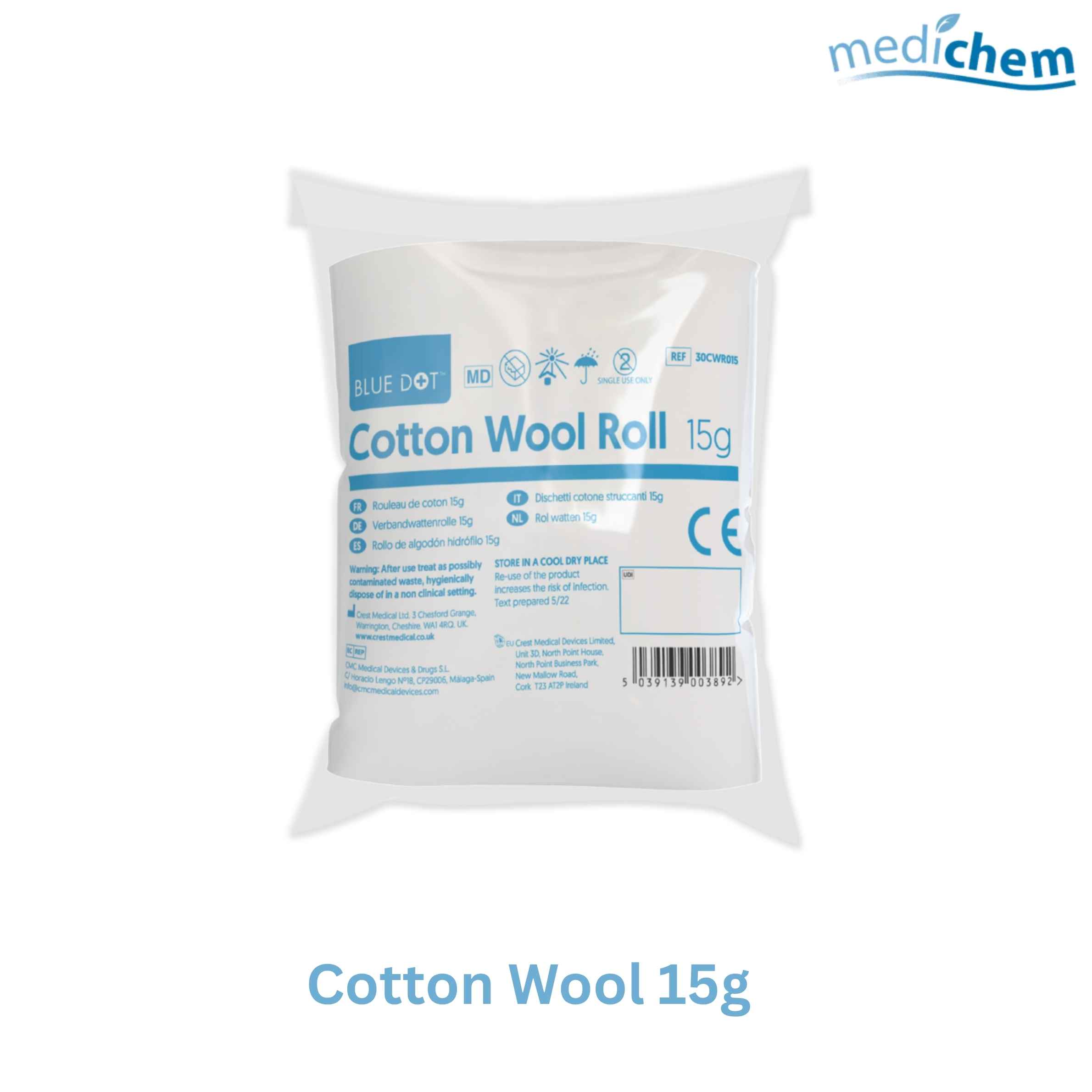 Cotton Wool 15g — Soft Absorbent Cotton for First Aid Use