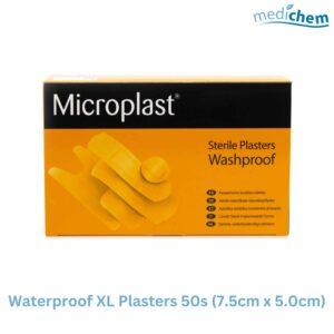 Waterproof XL Plasters 50 Pack — 7.5cm x 5.0cm Large Plasters for Extra Coverage