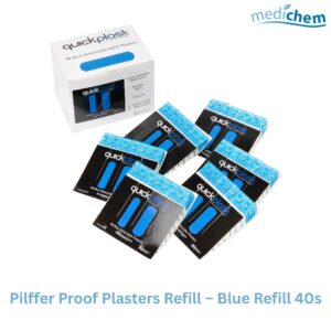 Quickplast Blue Plaster Dispenser Refills — Box of 6 (40 Plasters per Pack)