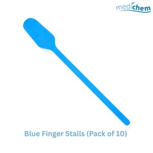 Blue Finger Stalls Pack of 10 — Waterproof Finger Covers for Cuts & Dressings