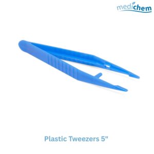 Blue Dot Plastic Tweezers 5" — Serrated Plastic Tweezers for First Aid Handling