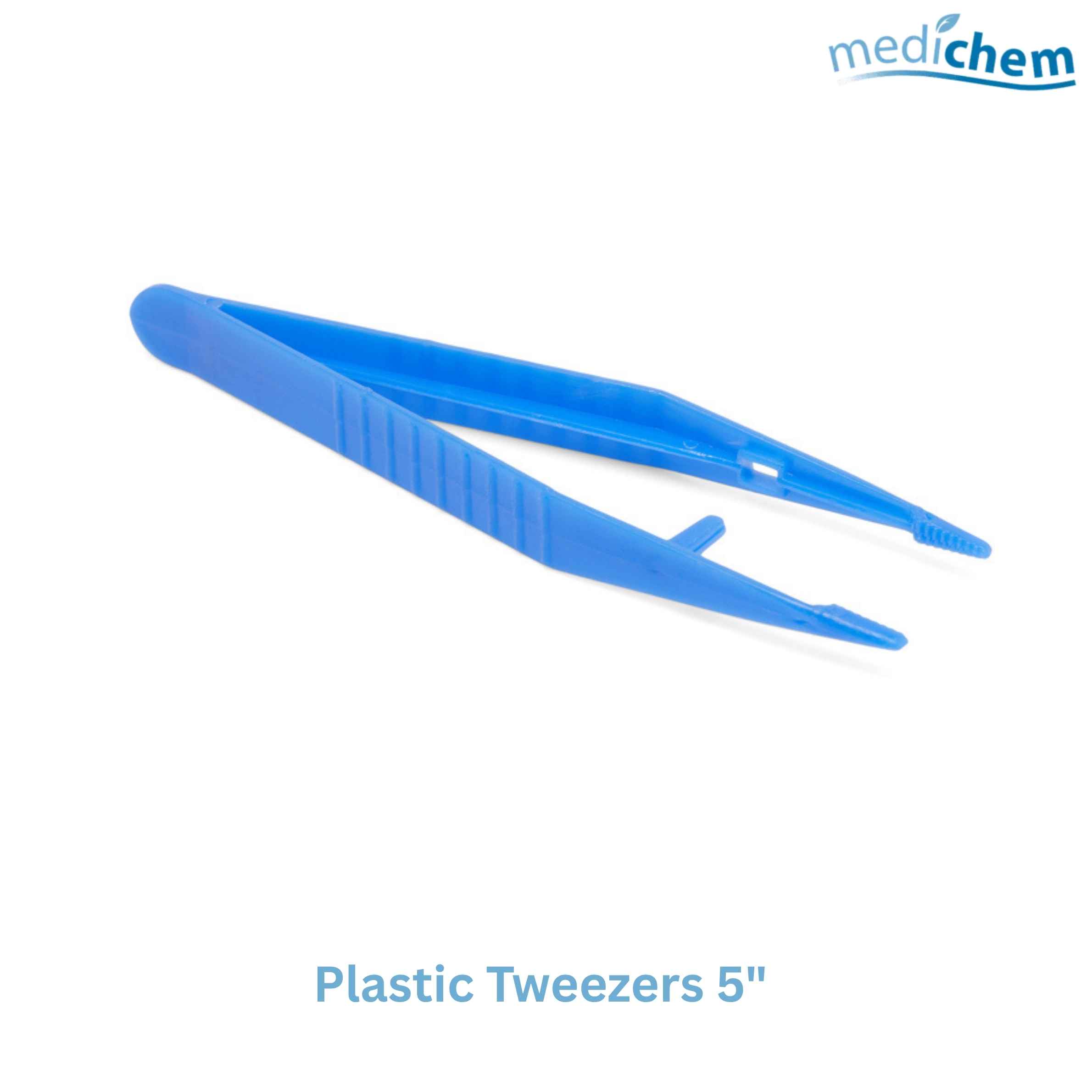 Blue Dot Plastic Tweezers 5" — Serrated Plastic Tweezers for First Aid Handling