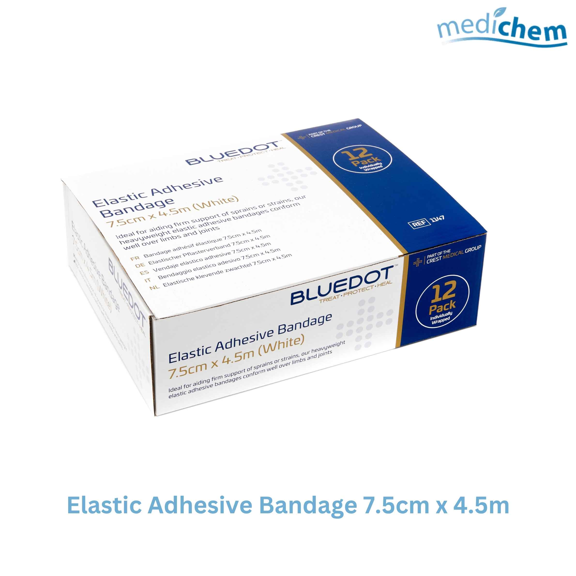 Blue Dot Elastic Adhesive Bandage 7.5cm x 4.5m - Image 2