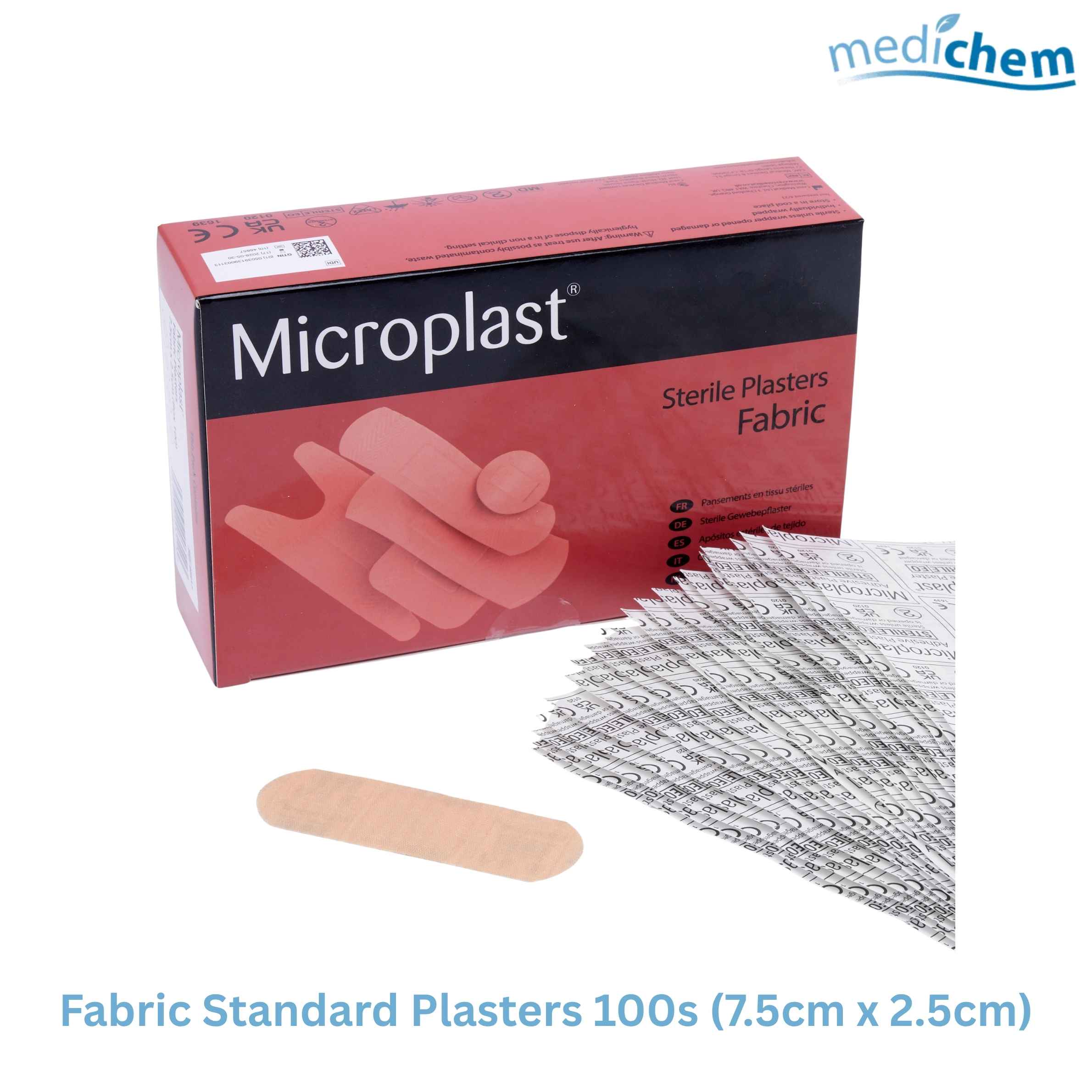 Fabric Standard Plasters 100 Pack — 7.5cm x 2.5cm Flexible Fabric Plaster Strips - Image 2