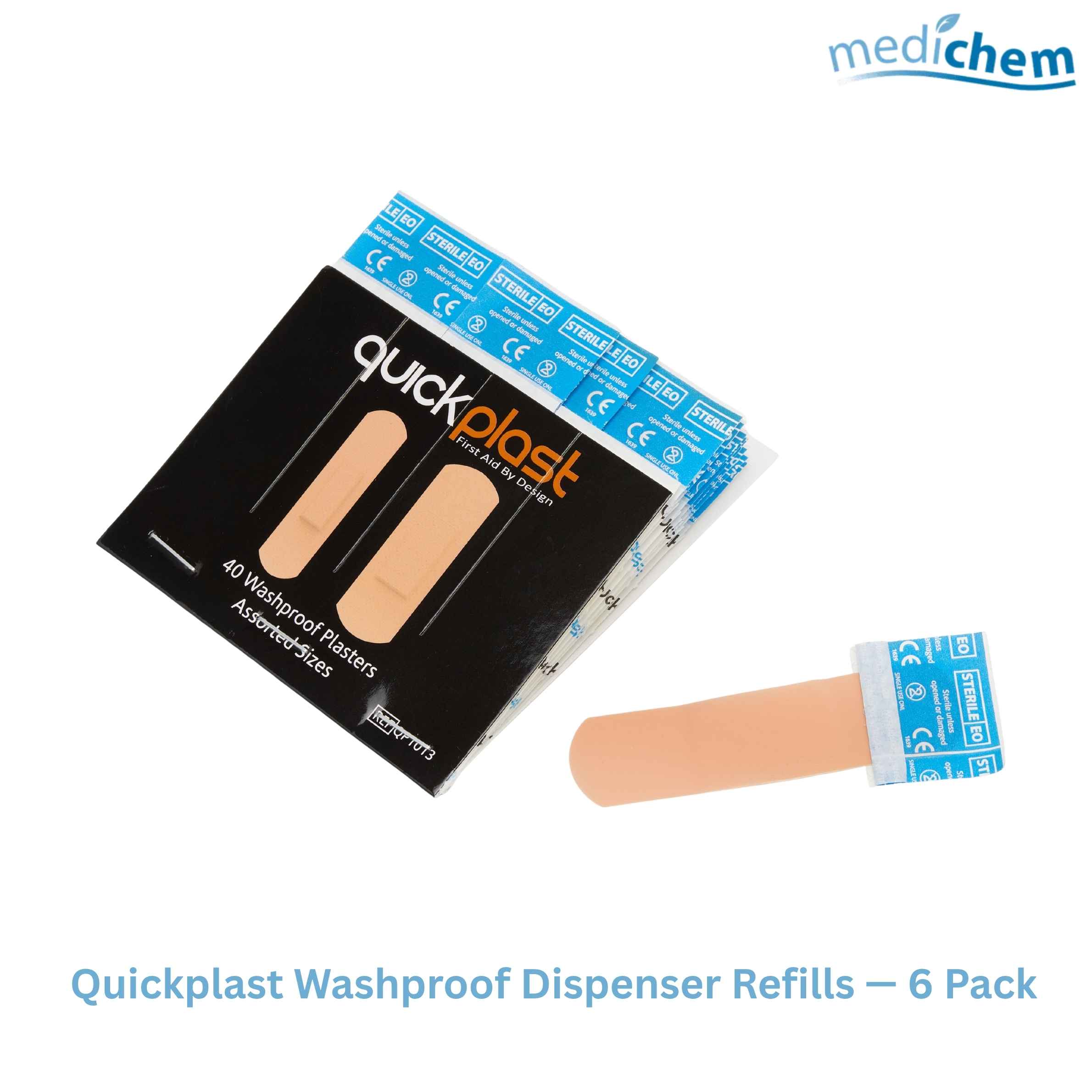 Quickplast Washproof Plaster Dispenser Refills — Box of 6 (40 Plasters per Pack) - Image 2