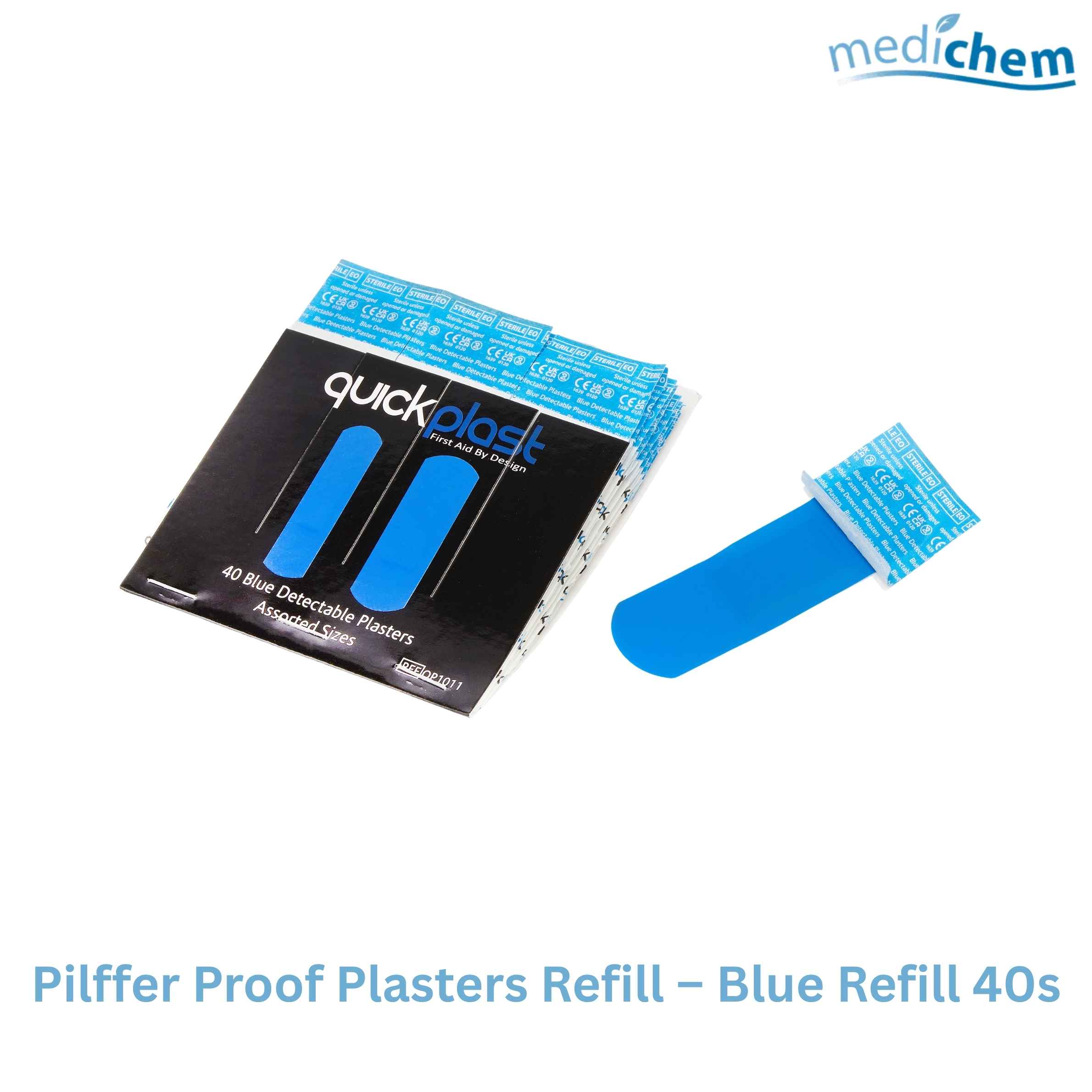 Quickplast Blue Plaster Dispenser Refills — Box of 6 (40 Plasters per Pack) - Image 2