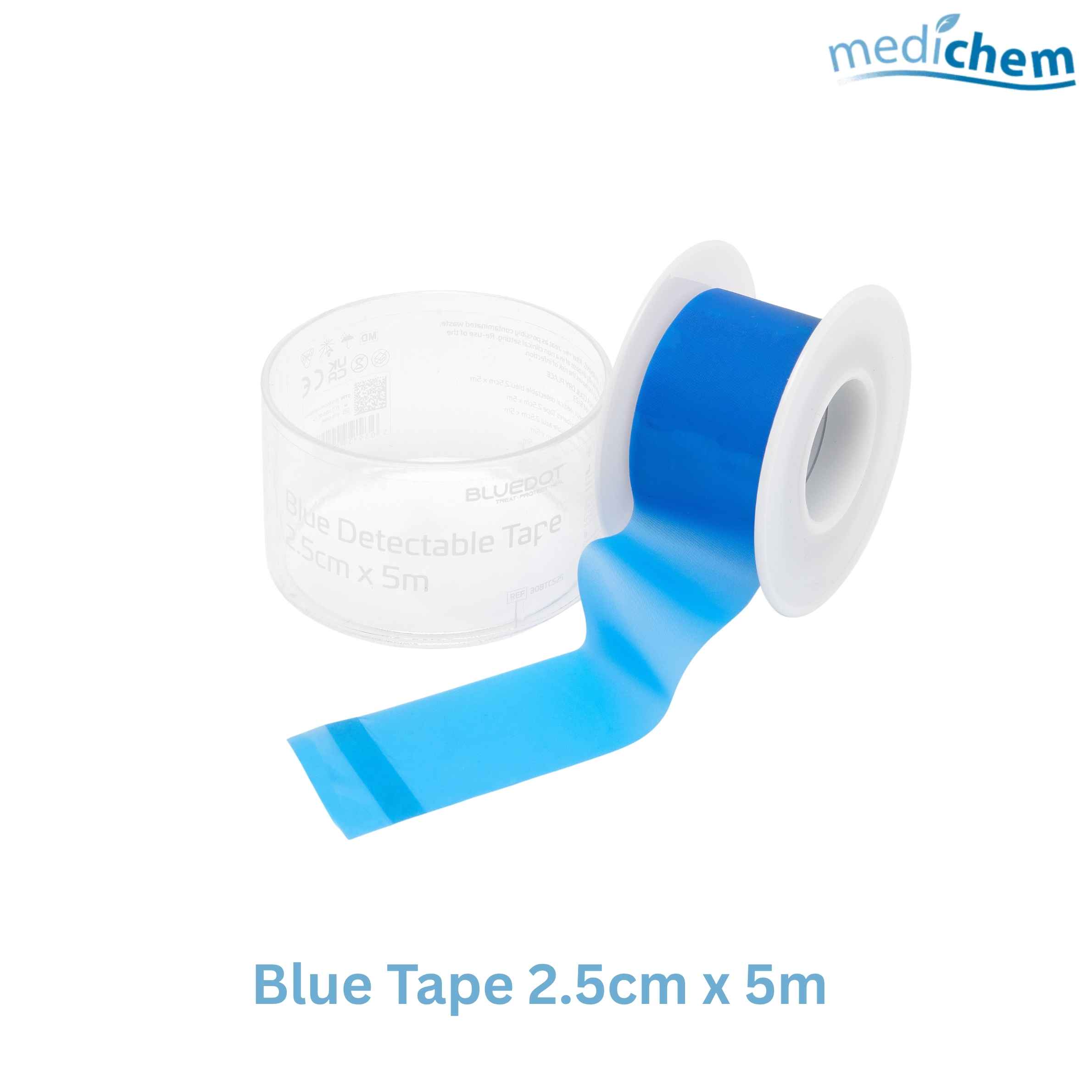 Blue Detectable Tape 2.5cm x 5m — Food Industry Medical Fixation Tape - Image 2