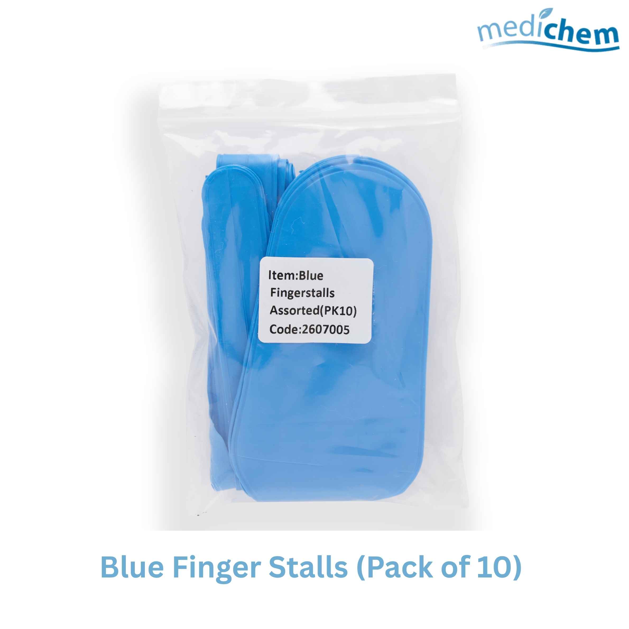 Blue Finger Stalls Pack of 10 — Waterproof Finger Covers for Cuts & Dressings - Image 2