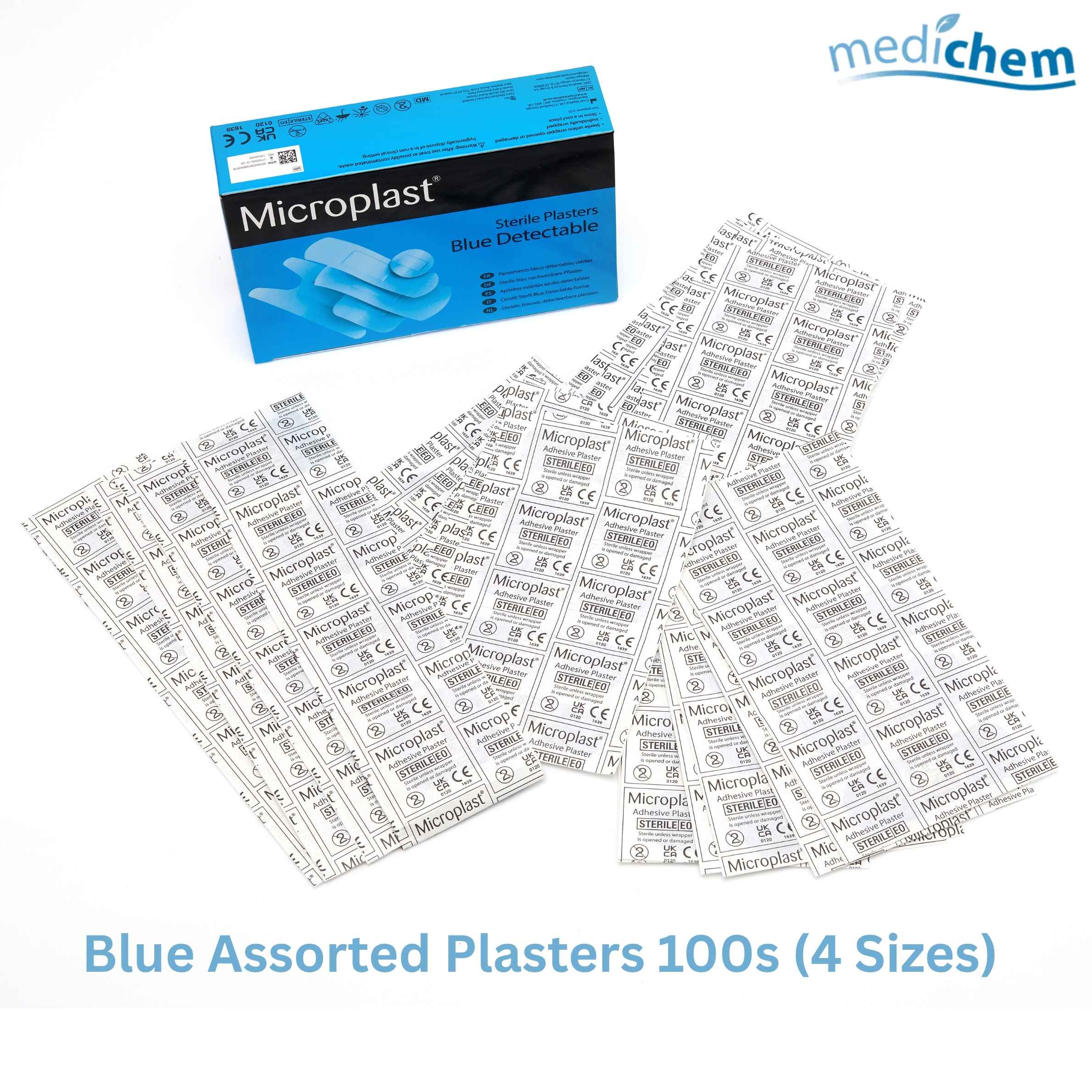 Blue Assorted Plasters 100 Pack — 4 Size Blue Plasters for Catering & Food Prep First Aid - Image 2