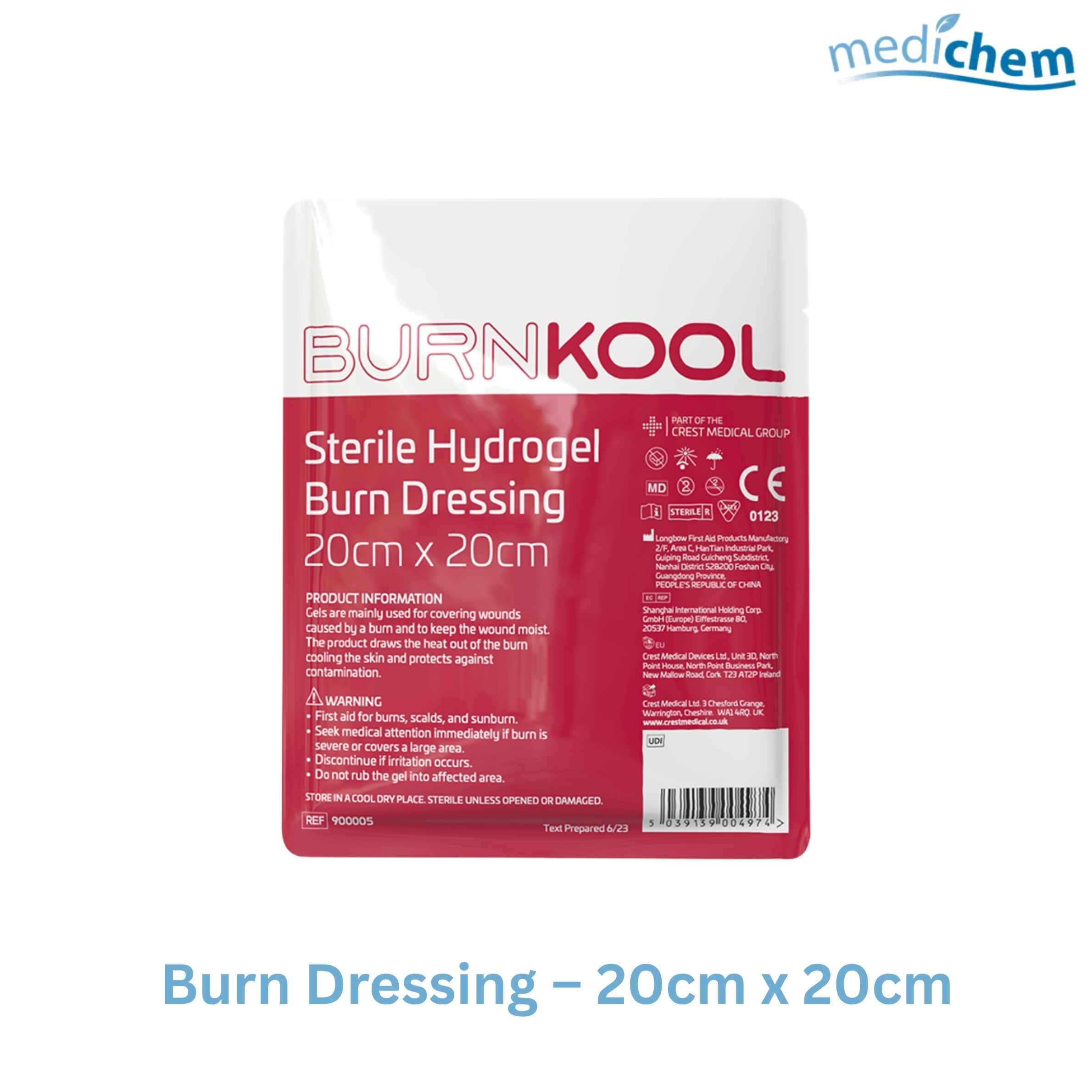 Burn Dressing 20cm x 20cm — Large Sterile Burn Dressing for Burns & Scalds