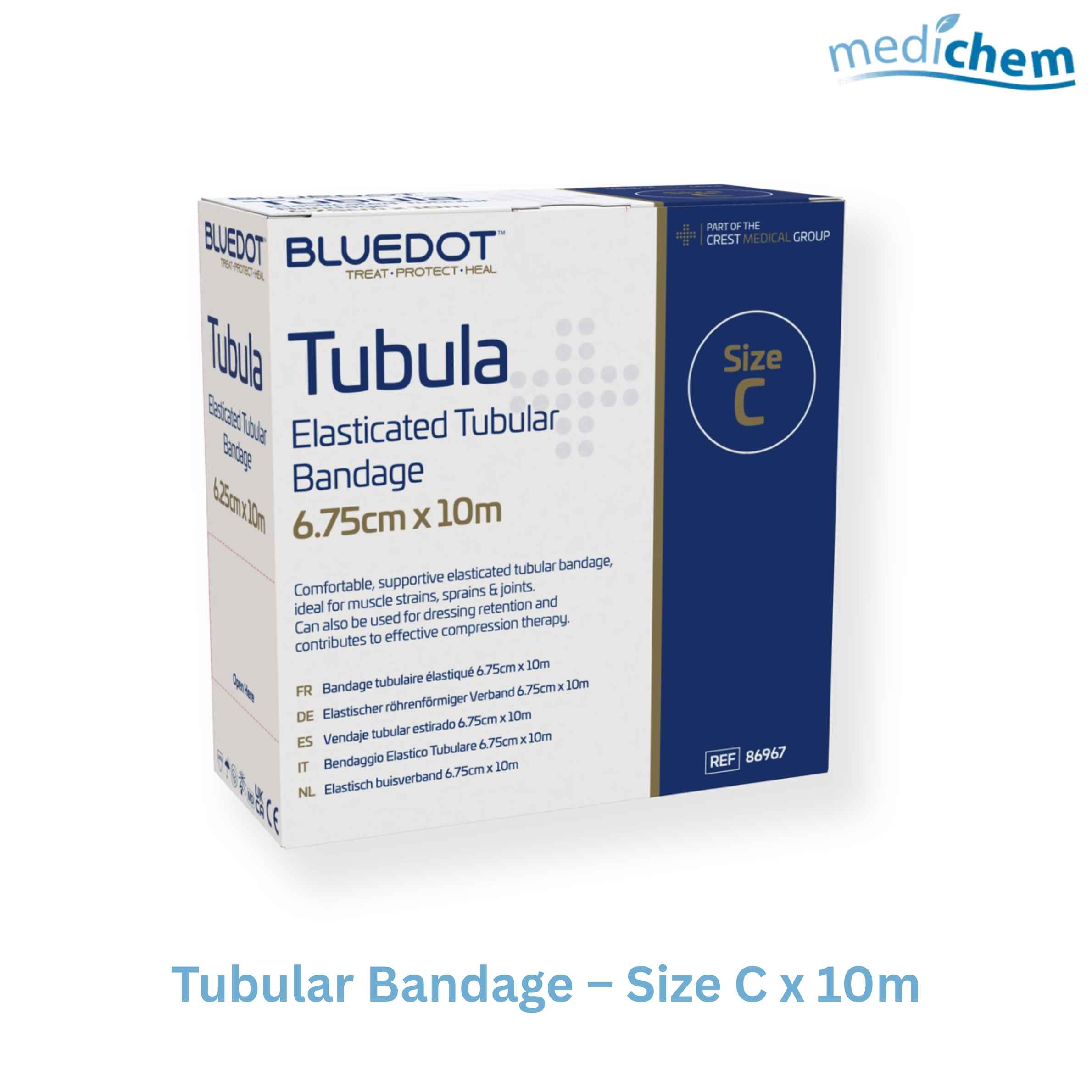 Blue Dot Elasticated Tubular Bandage 6.75cm x 10m — CE Marked Elastic Limb Support - Image 3