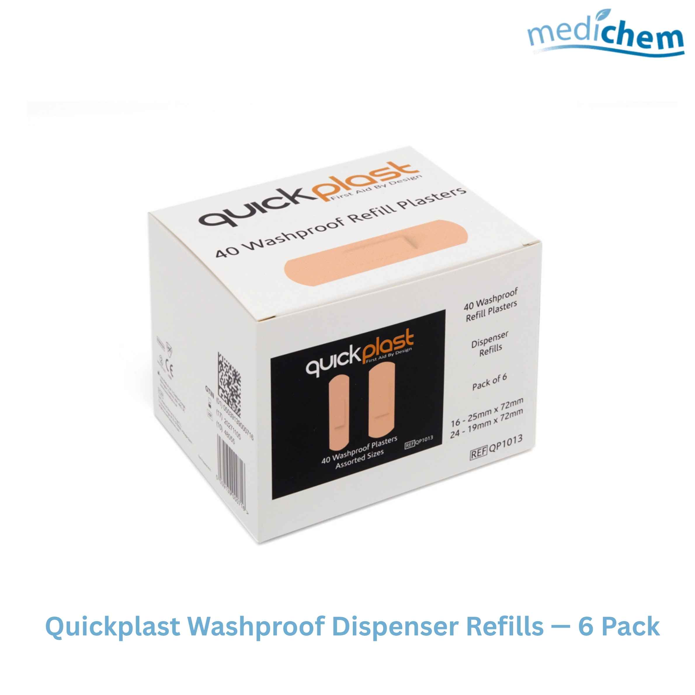 Quickplast Washproof Plaster Dispenser Refills — Box of 6 (40 Plasters per Pack) - Image 3