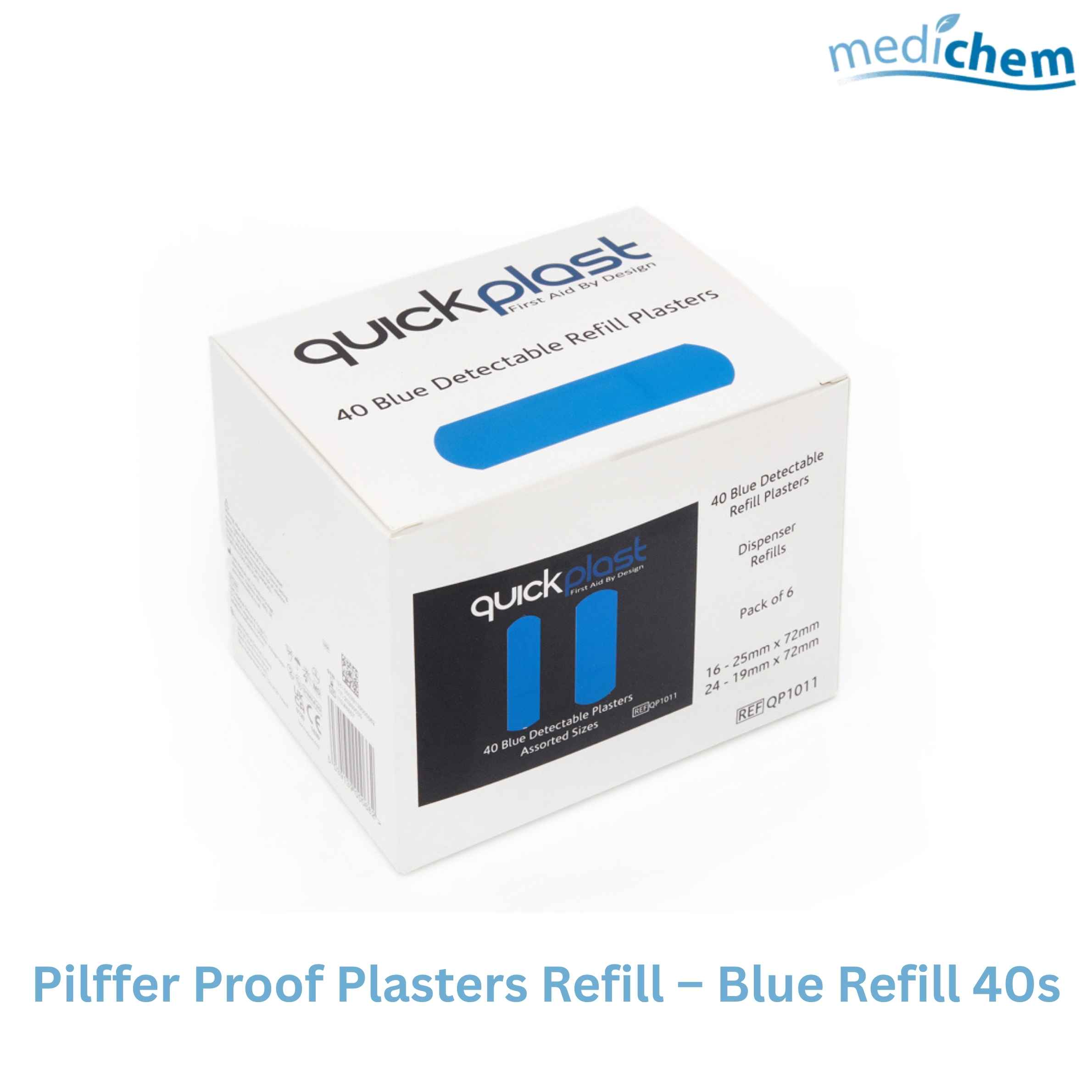 Quickplast Blue Plaster Dispenser Refills — Box of 6 (40 Plasters per Pack) - Image 3