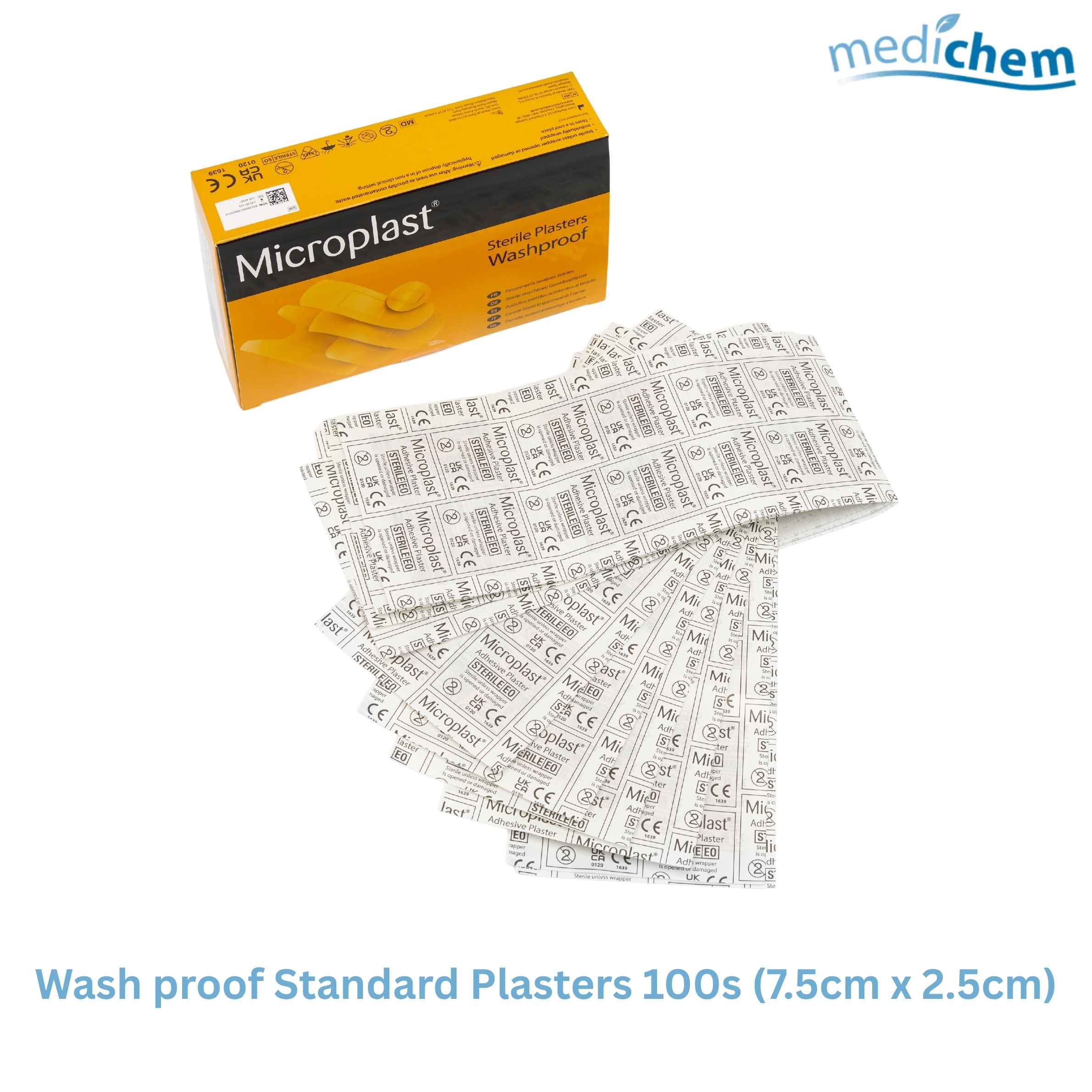 Washproof Standard Plasters 100 Pack — 7.5cm x 2.5cm Everyday First Aid Plasters - Image 3