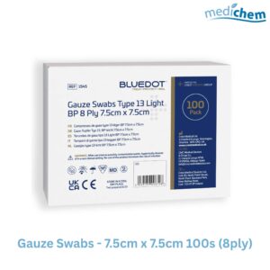 Blue Dot Gauze Swabs 7.5cm x 7.5cm (100 Pack) — 8 Ply Wound Cleaning & Dressing Swabs