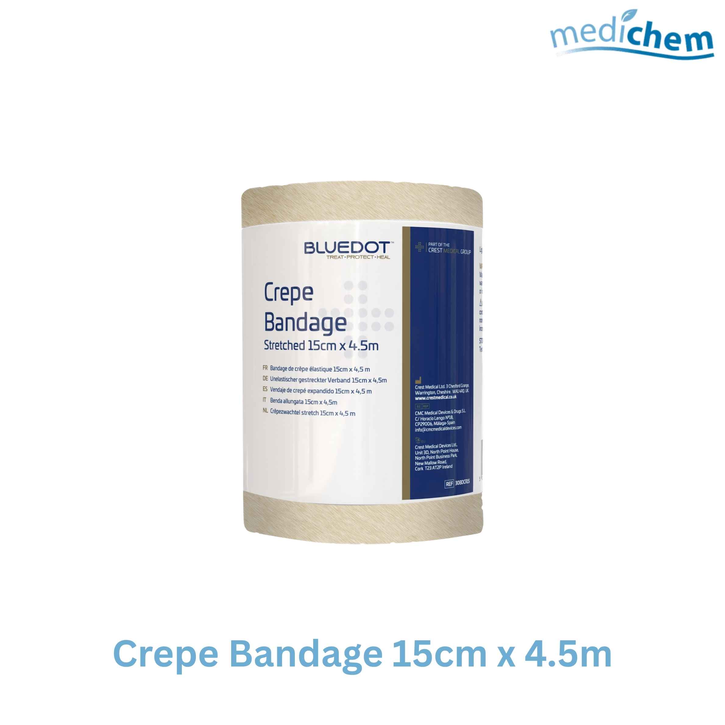 Crepe Bandage 15cm x 4.5m — Thigh, Calf & Large Muscle Compression Bandage