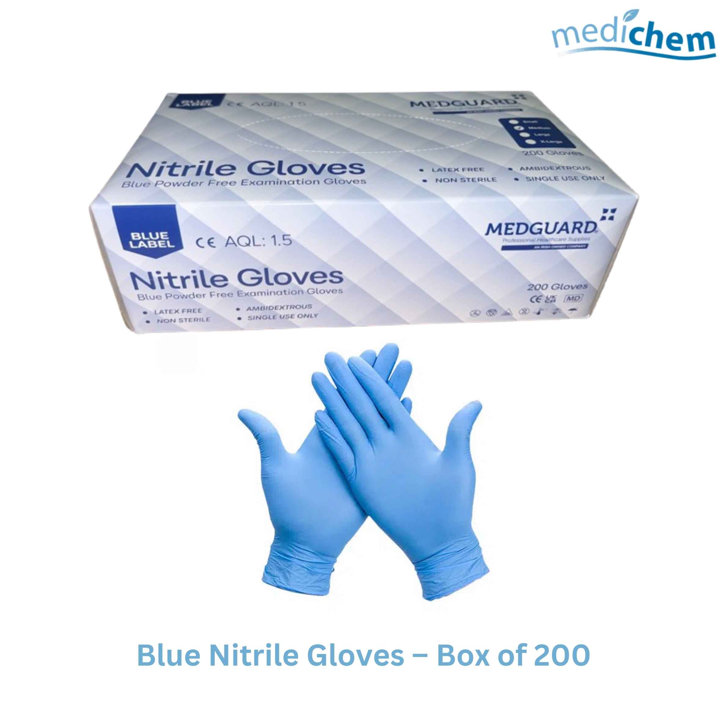 Medguard Nitrile Gloves 200 (Powder Free)