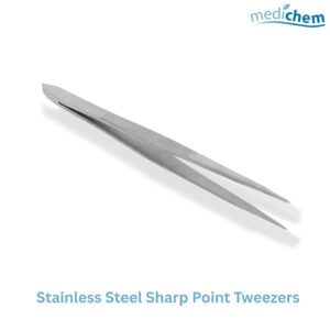 Blue Dot Stainless Steel Sharp Point Tweezers — Precision Tweezers for First Aid Kits