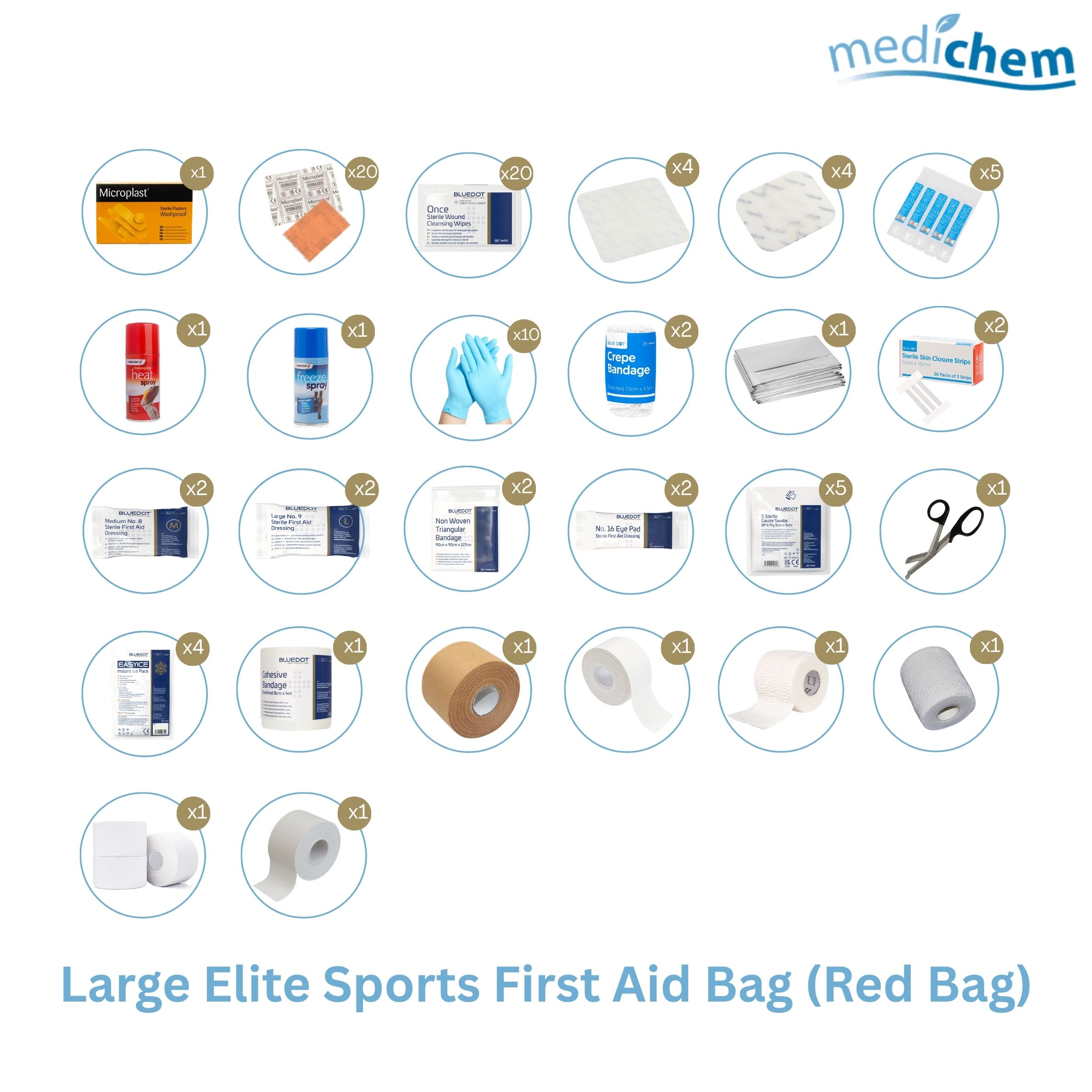 Large Elite Sports First Aid Bag (Red Bag) - Image 2