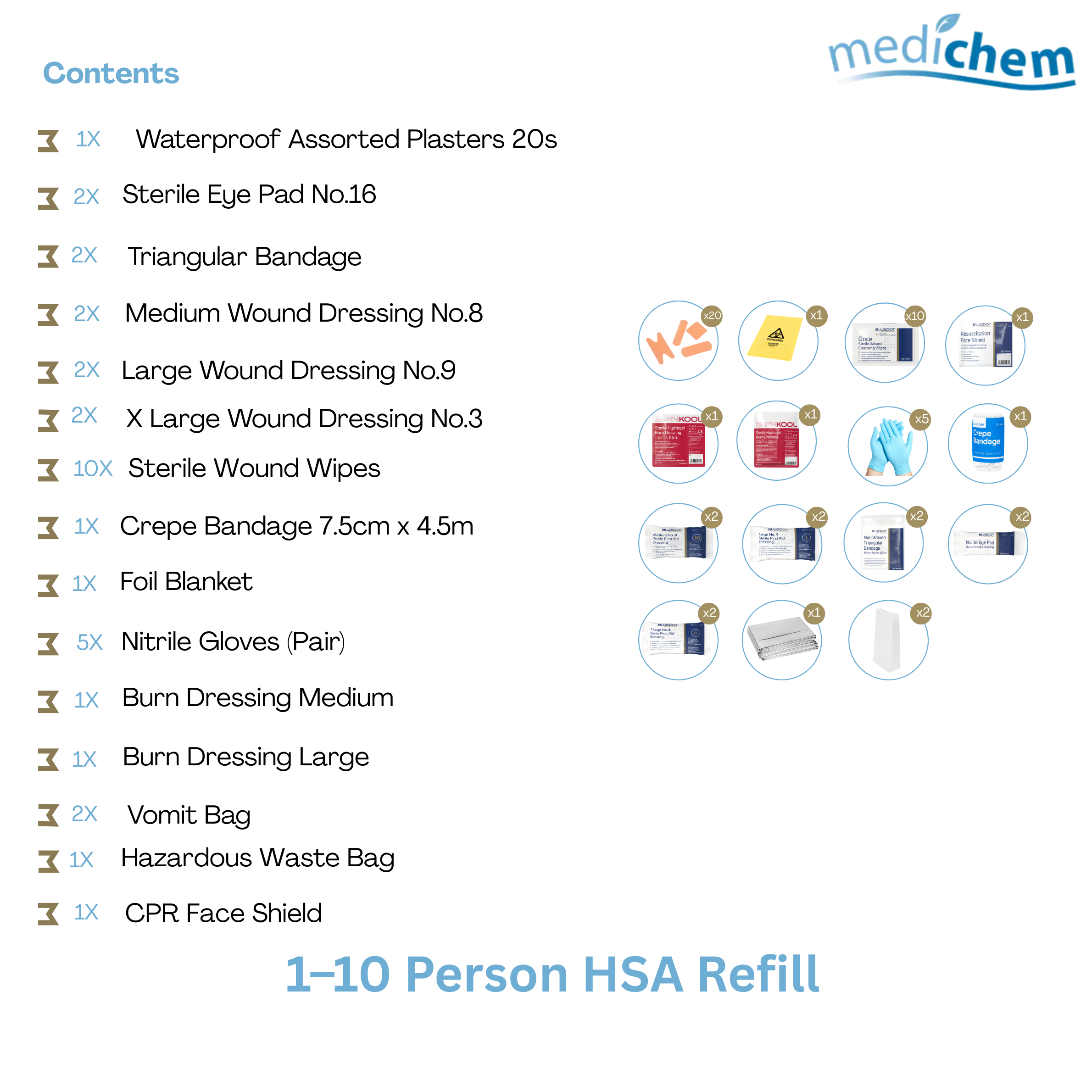 Irish HSA Refill Pack (1–10 Person) — Workplace First Aid Refill Kit - Image 2