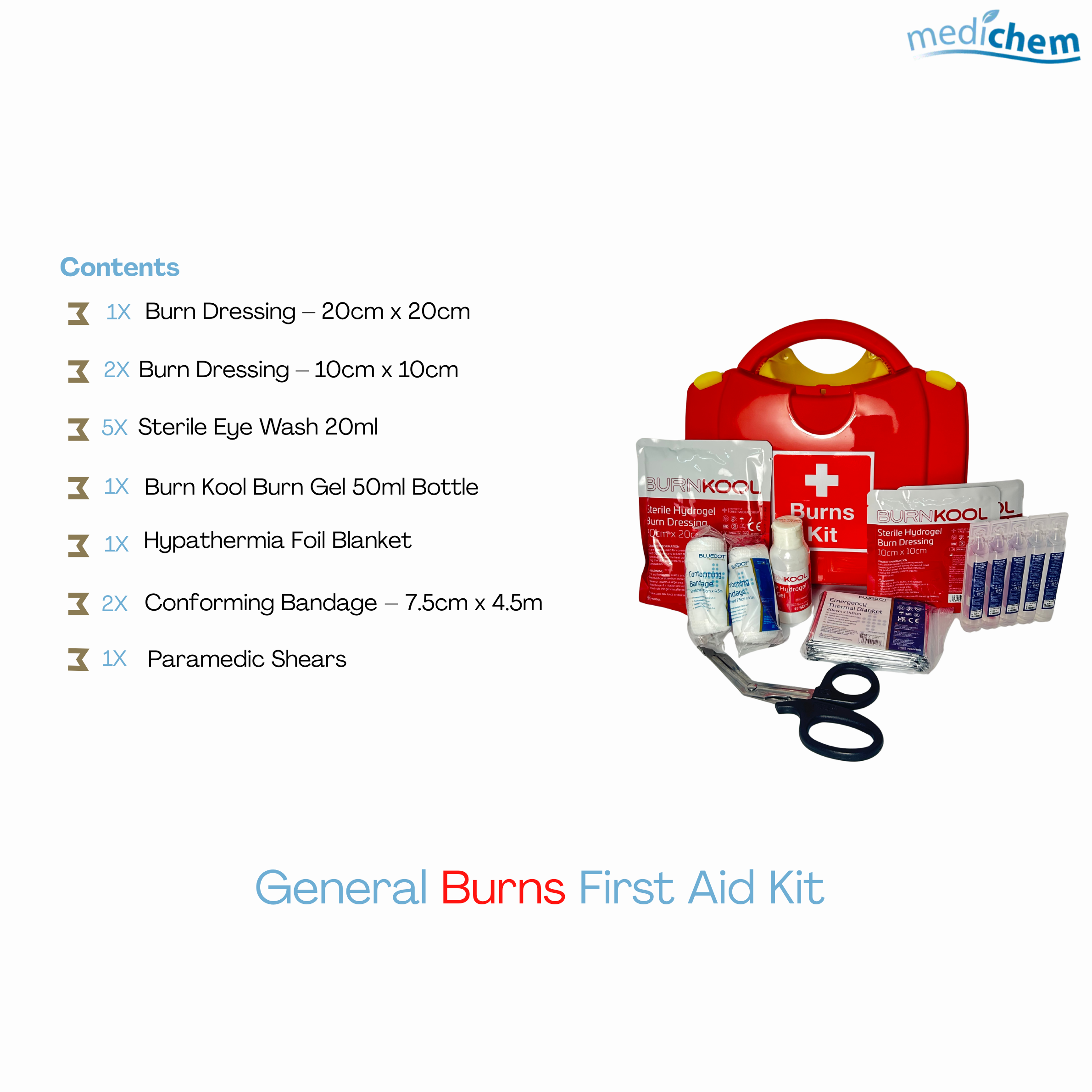 Medichem Burns First Aid Kit — Burn Gel & Burn Dressings - Image 2