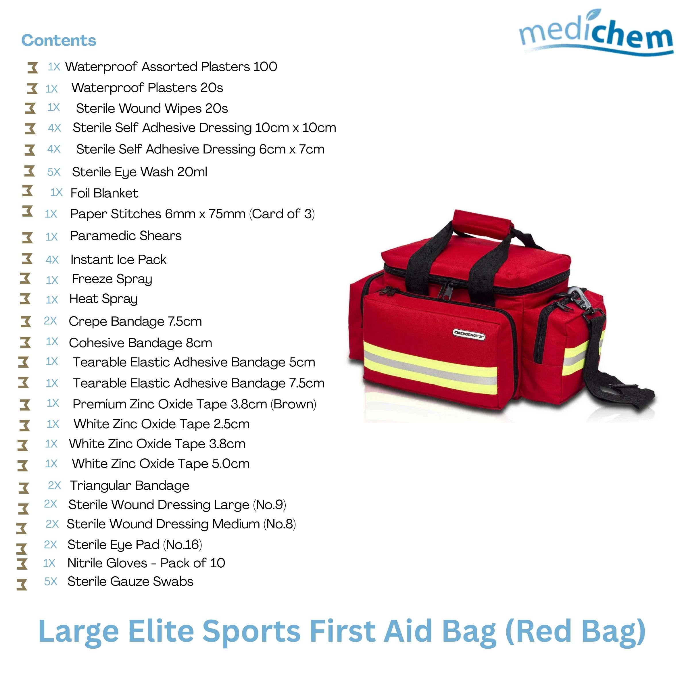 Large Elite Sports First Aid Bag (Red Bag) - Image 3